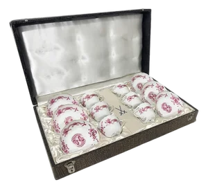 Porcelain Rich Court Dragon Cups and Saucers from Meissen, Germany, 1960s, Set of 2