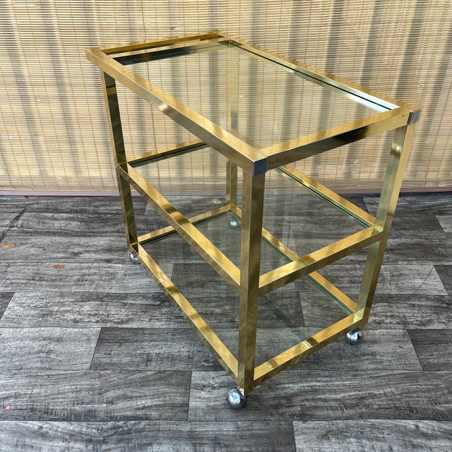 Pierre Vandel Vintage Mid Century Modern Dry Bar/ Serving Cart in the Pierre Vandel Style. Circa 1970s For Sale - Image 4 of 18