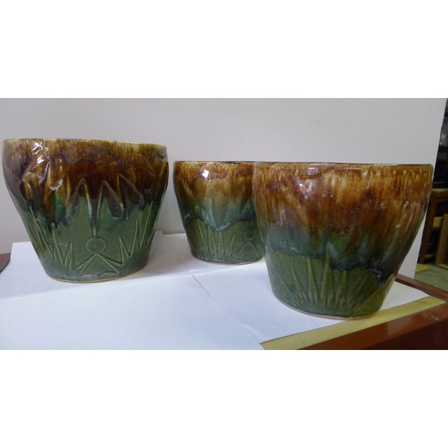 20th Century Art Deco McCoy Brown Pottery Planters Set of 3 Chairish