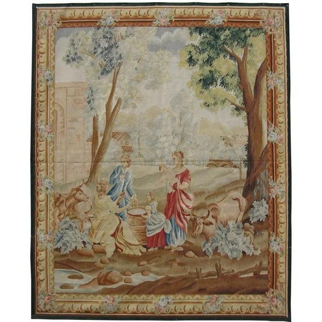 19th Century Vintage Tapestry Depicting Mother and Her Children For Sale - Image 5 of 9