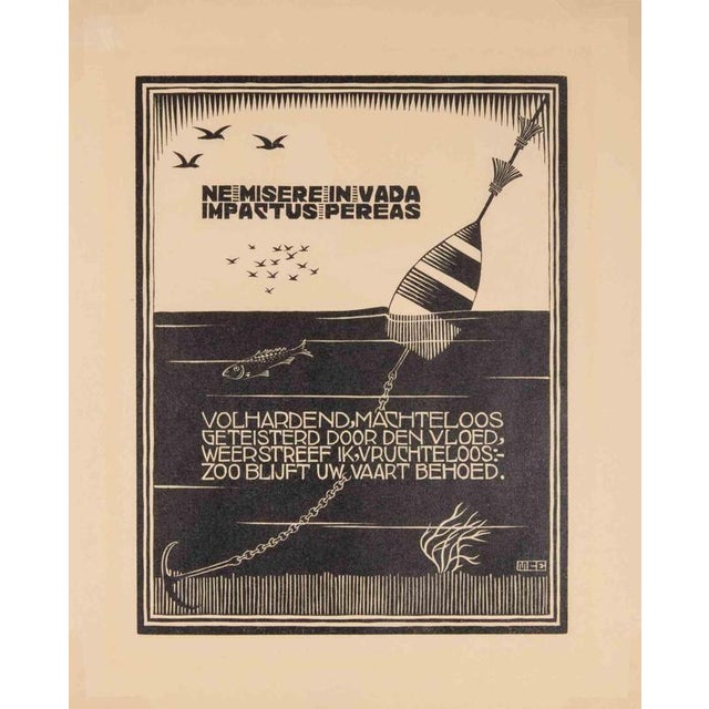 Modern Maurits Cornelis Escher, Buoy, Woodcut, 1931 For Sale - Image 3 of 3
