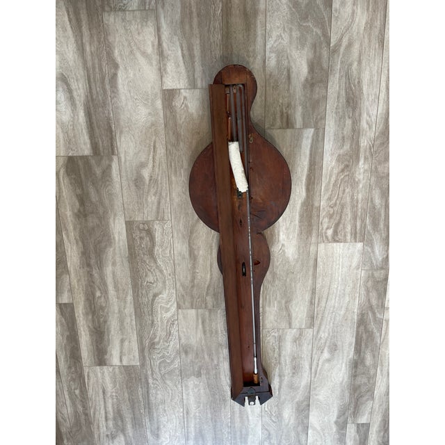 Antique Victorian Mahogany Banjo Barometer, 19th Century English Wheel Barometer With Shell Inlay, Large 38 Inch Weather Station For Sale - Image 10 of 12