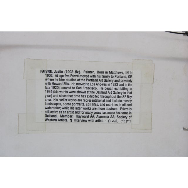 Mid 20th Century Justin Faivre " Young Mid-Century Modern Woman " Watercolor For Sale - Image 5 of 6