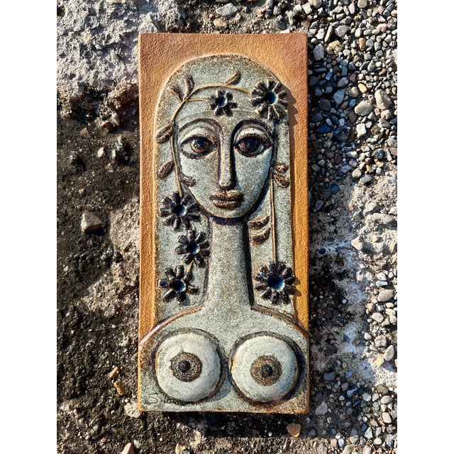 Ceramic Wall Tile Relief with Female Motif by Joseph Simon for Søholm, Denmark, 1970s For Sale - Image 13 of 18