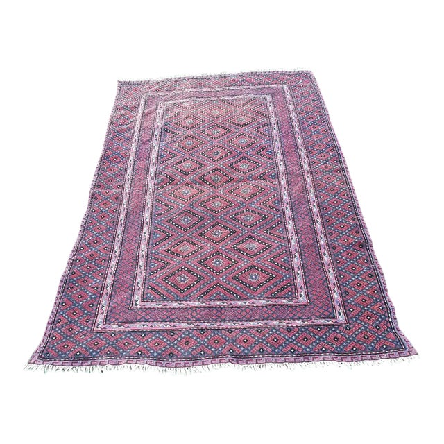 1970s Vintage Turkmen Afghan Baluch Rug - 4′4″ × 6′3″ For Sale