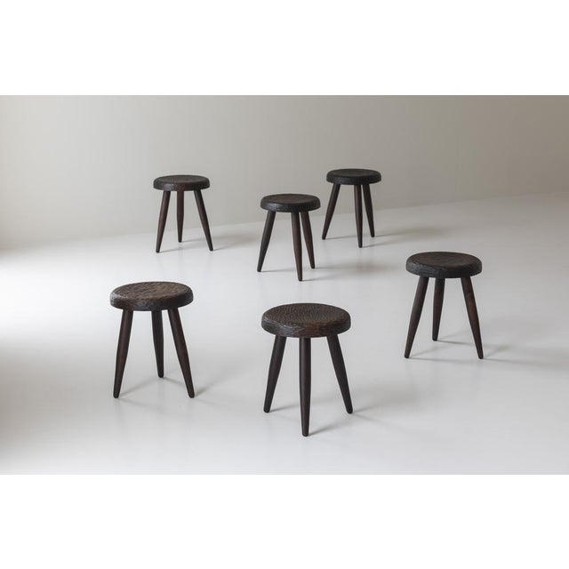 Mid-Century Modern Stools in the style of Charlotte Perriand, France, 1960s, Set of 6 For Sale - Image 3 of 16