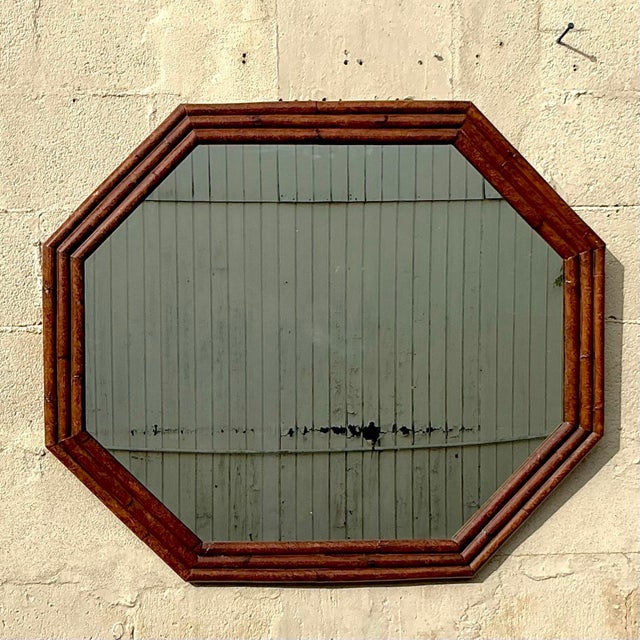 Coastal Vintage Coastal Carved Bamboo Octagon Mirror For Sale - Image 3 of 5