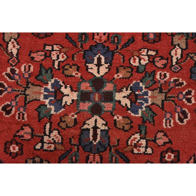 Malayer Runner 3’5” X 9’3” Red Wool Semi-Antique Traditional Hand-Knotted Rug For Sale - Image 10 of 14