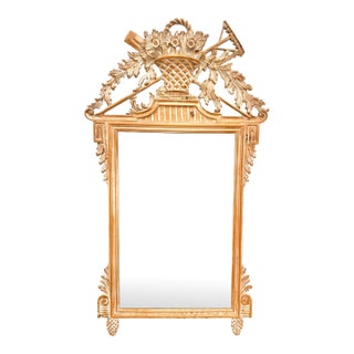 Vintage Italian LaBarge Louis XVI Style Pickled Pine Wall Mirror For Sale