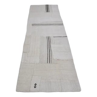 White Hemp Runner Rug, 1960s For Sale