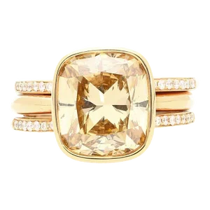 Gia Certified 5.02 Carat Cushion Cut Brown Yellow Diamond Ring in 18k Rose Size 6