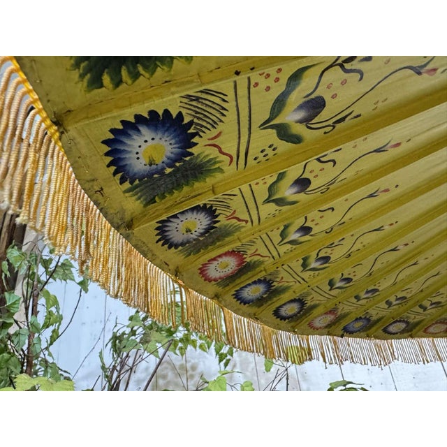 Indonesian Parasol in Wallpaper, Wood and Wool, 1950s For Sale - Image 12 of 17