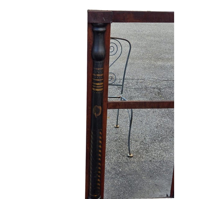 Wood 19th Century American Federal Walnut Hand Painted Shaving Mirror. For Sale - Image 7 of 13