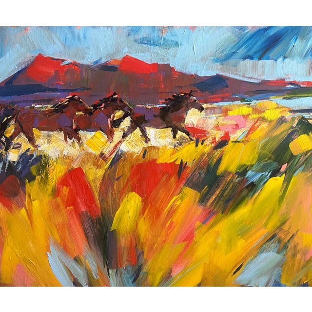 The Southern California artist is named Laura Green, with her piece titled "Wild Horses." Its dimensions are 16 x 20 x 1....
