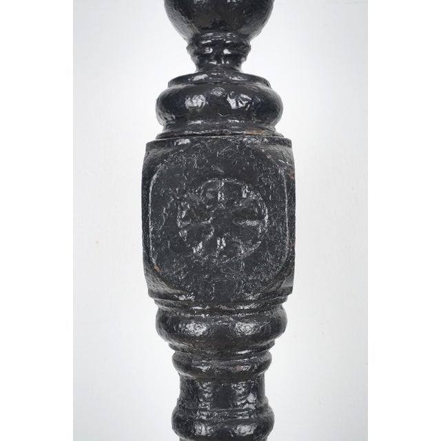 Early 20th Century Pair of Antique Victorian 48.5 In. Black Cast Iron Newel Posts For Sale - Image 5 of 16