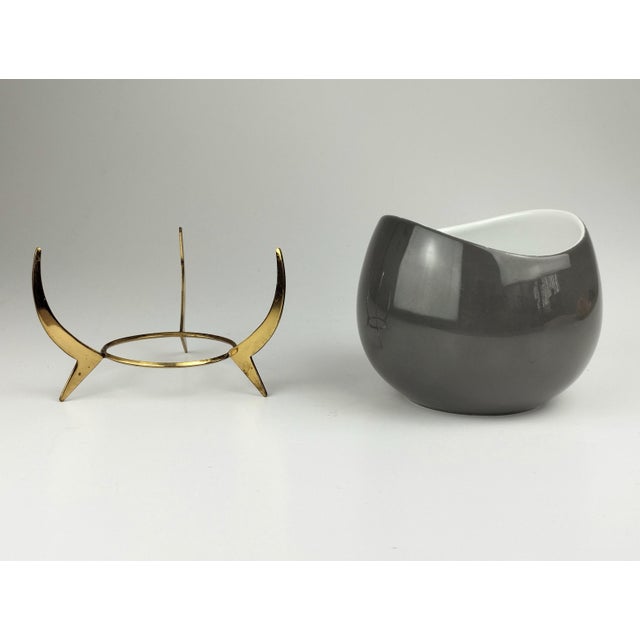 1950s Porcelain Bowl with Brass Tripod Stand from KPM Krister, Germany, 1950s For Sale - Image 5 of 14