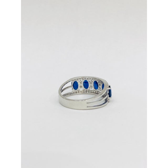 Bochic "Retro Vintage" Sapphire & Diamond 18K Gold & Eternity Cluster Ring For Sale - Image 4 of 18