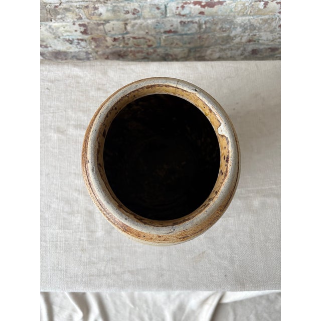 Rustic Handcrafted Stoneware Vase / Large Primitive Ceramic Vessel For Sale In New York - Image 6 of 7