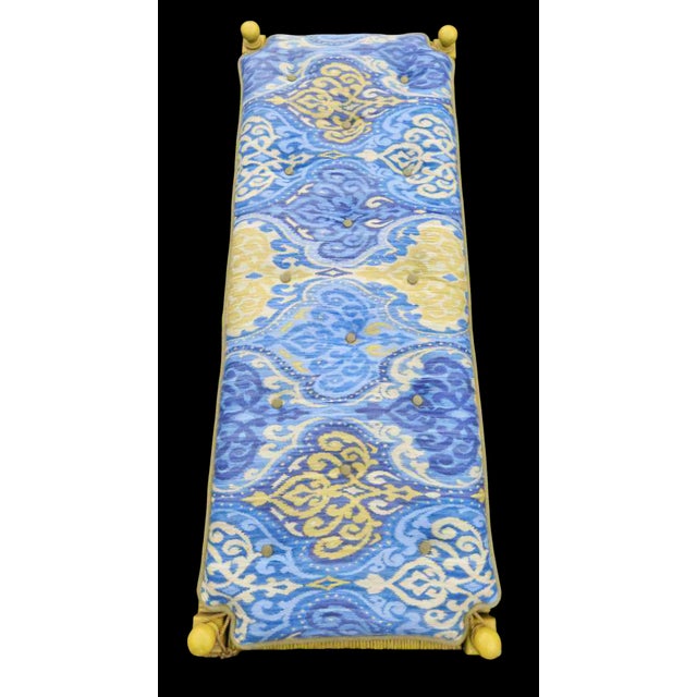 Mid-Century Modern Vintage Hollywood Regency Rush Seat Bench With Tufted Cushion For Sale - Image 3 of 6