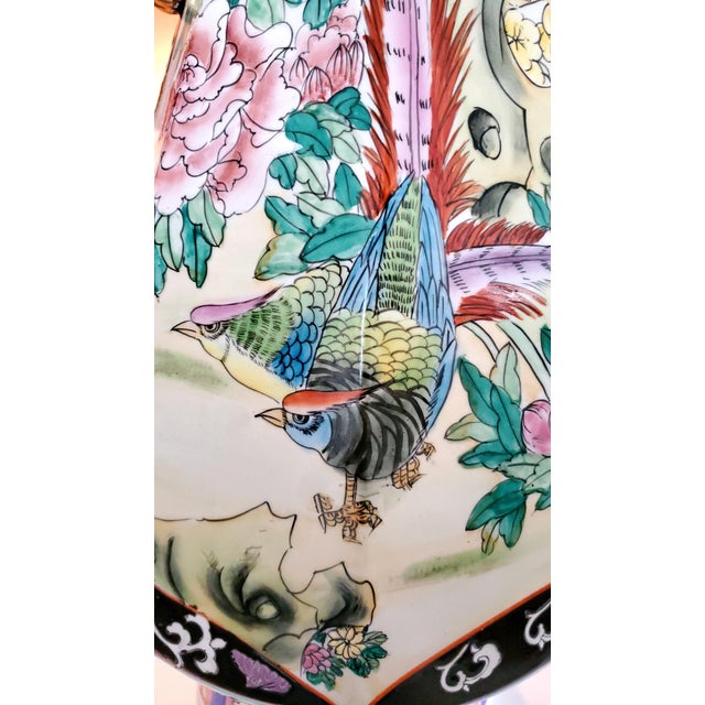 Chinoiserie Vase Chinese Porcelain With Birds For Sale - Image 3 of 8