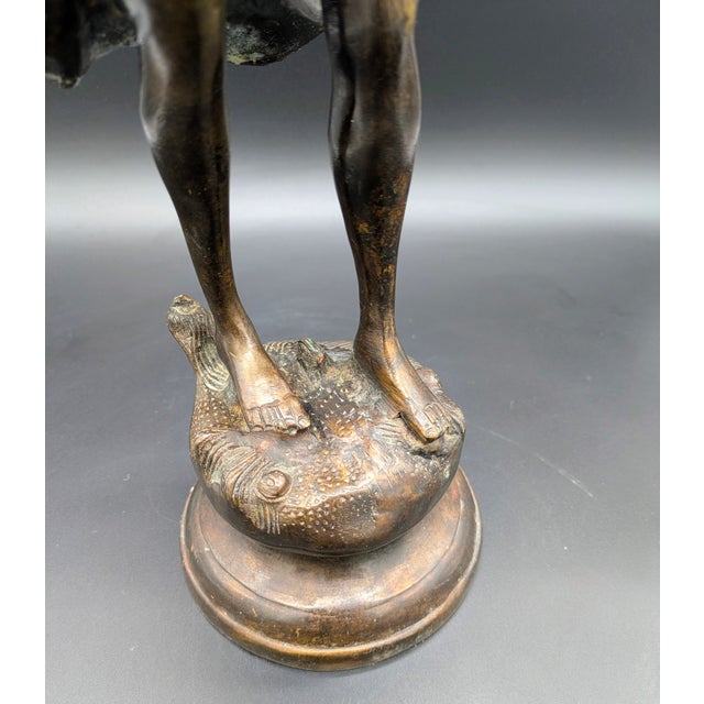 Antique Victorian-Style Bronze Sculpture: Girl With Basket For Sale - Image 10 of 10