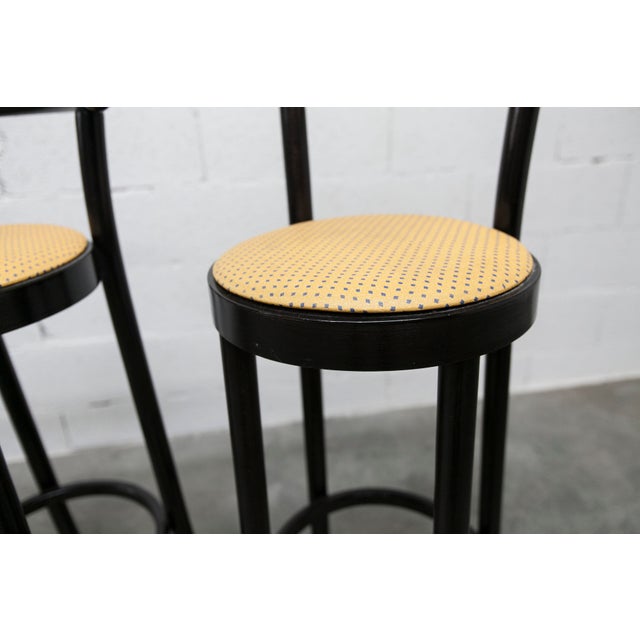 Dialog Stools in Black, Yellow and Blue Imitation Leather from Baumann, 1990, Set of 2 For Sale - Image 13 of 18