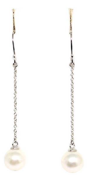 Akoya Pearl Drop Earrings14 Karat Gold Women Certified