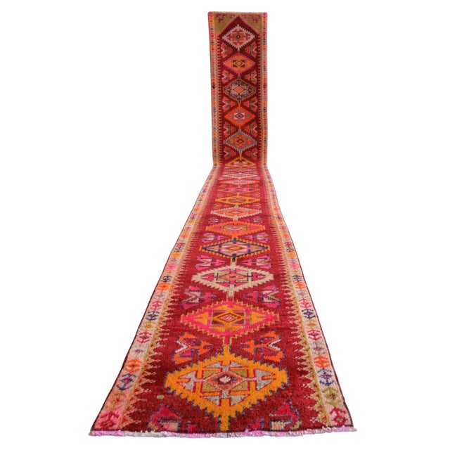Extremely Long Hand-Knotted Kurdish Runner Rug Turkish Runner. Tribal Hallway Decor - 2′3″ × 18′4″ For Sale - Image 10 of 18