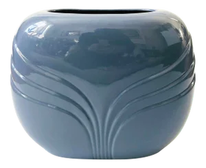 Extra Large Vintage 80s Modern Embossed Periwinkle Vase