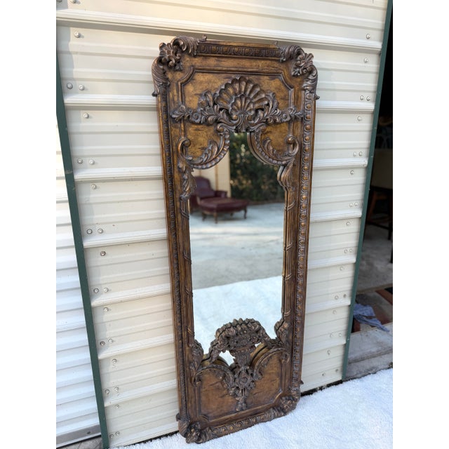 Vintage Italian Rococo-Style Carved Mirror by La Barge For Sale - Image 10 of 13