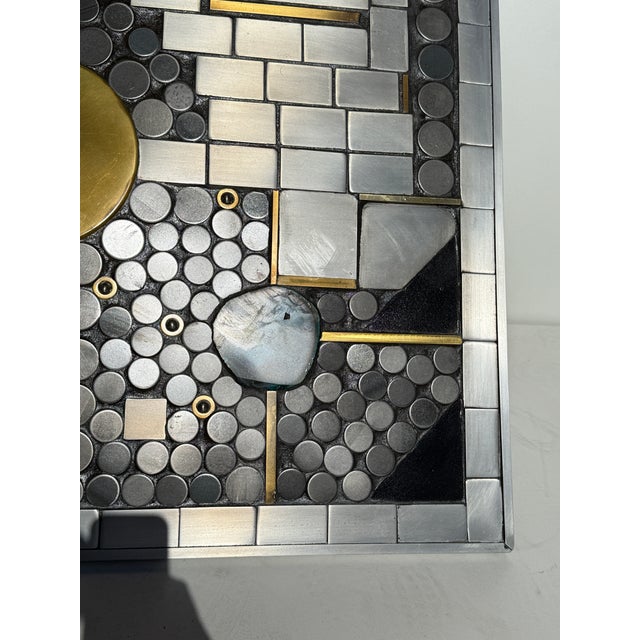 Chrome 1970s Brutalist Mosaic Aluminum Coffee Table For Sale - Image 8 of 12