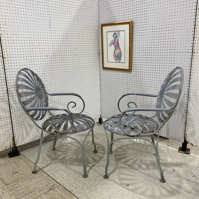 Francois Carre 1930’s Francois Carre Sunburst Garden Arm Chairs - a Pair For Sale - Image 4 of 10