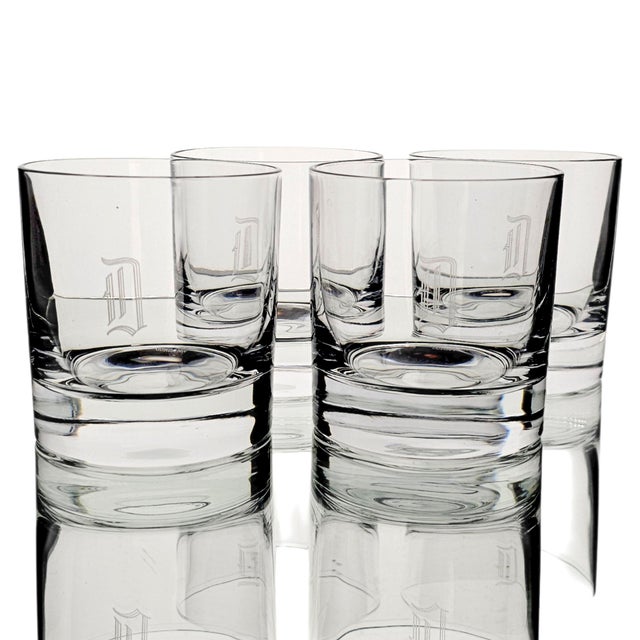 Late 20th Century Nachtmann German Lead Crystal D Monogram Whiskey Tumblers - Set of 4 For Sale - Image 4 of 12