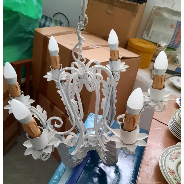 Rococo Wrought Iron Chandelier, 1930s For Sale - Image 3 of 9