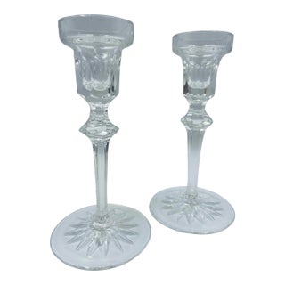 1980s Pair of Signed Rogaska Crystal “Richmond” Candlesticks For Sale