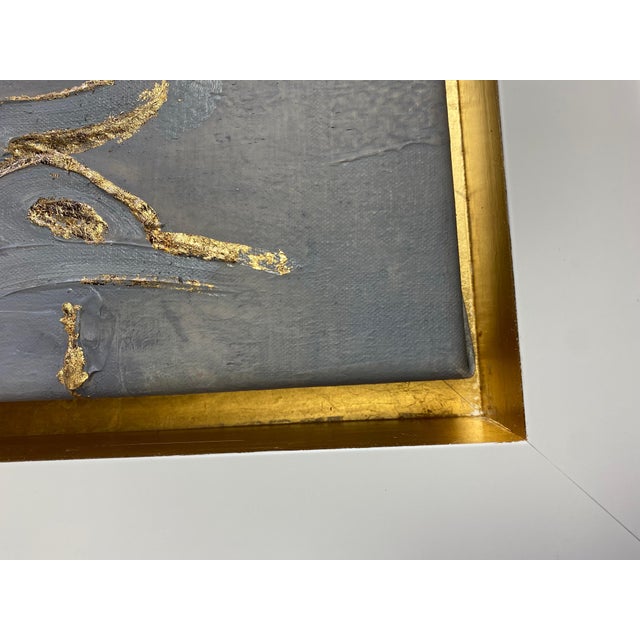 Realism Christina Major Oil on Canvas of Jackie O with Gold Leaf 49 x 51 2021 For Sale - Image 3 of 12