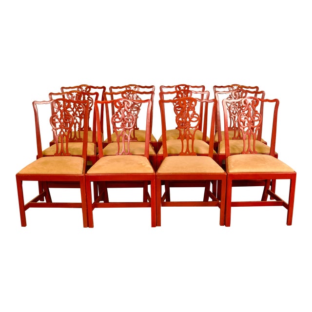 Early 20th Century Chippendale Style Dining Chairs - Set of 12 For Sale