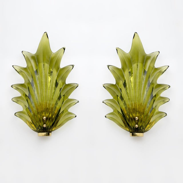 Italian Modern Murano Glass Leaf Sconces, 2000, Set of 2 For Sale - Image 9 of 9