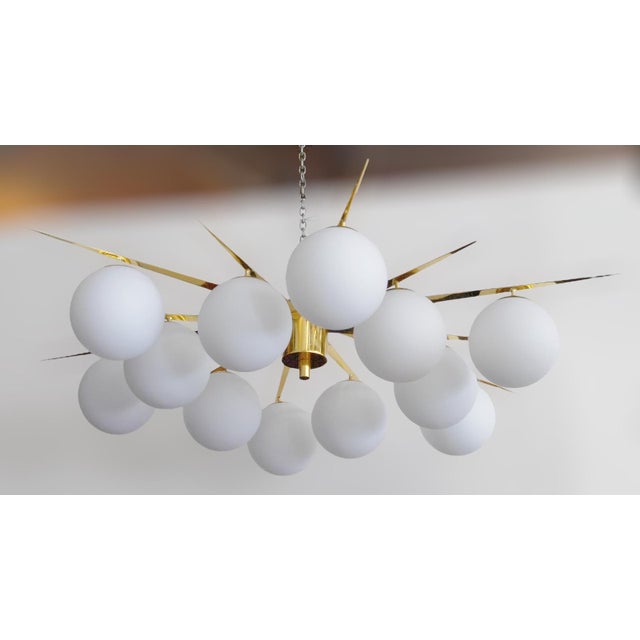 Italian 21st Century Star Polished Brass Matte White Murano Flush Mount by Fabio LTD For Sale - Image 3 of 4