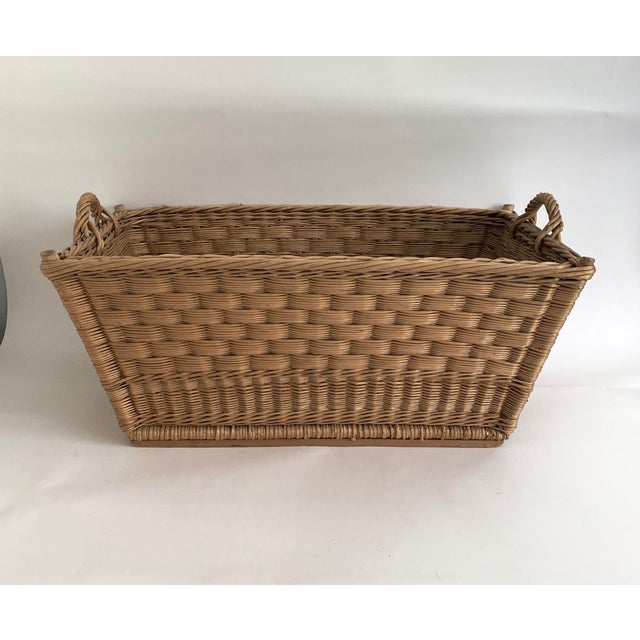 French Country Large French Wicker Market Basket 32.5" X 21" For Sale - Image 3 of 10