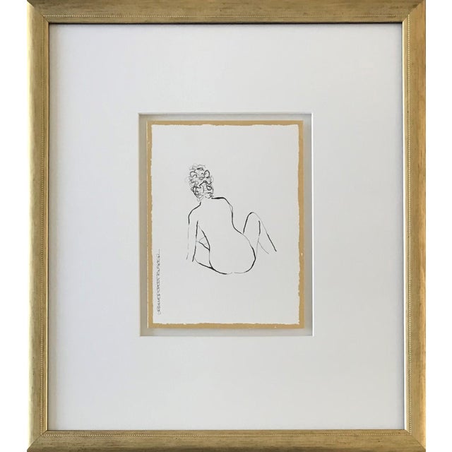 Leslie Poteet Busker “Figure No. 223” Contemporary Figurative Pen and Ink Drawing, Framed For Sale