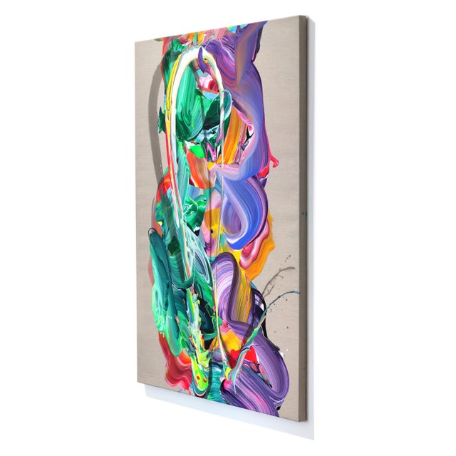 Contemporary Av_943 - Original Contemporary Fluid Abstract Acrylic Painting on Linen by Alex Voinea For Sale - Image 3 of 10