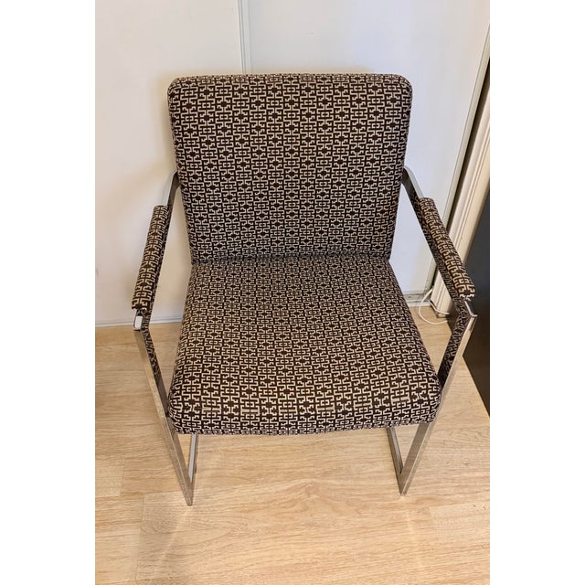 1970s Chrome Cantilever Accent Armchair Mies Van Der Rohe, Milo Baughman Style For Sale In Los Angeles - Image 6 of 12