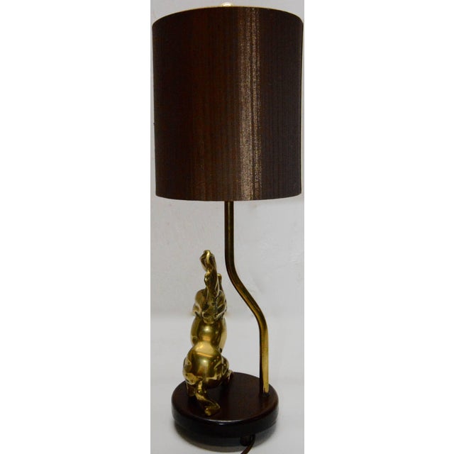 Mid-Century Modern Vintage Solid Brass Horse Lamp With Shade For Sale - Image 3 of 9