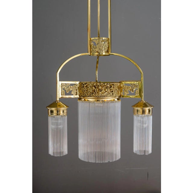 1900 - 1909 Art Nouveau Chandelier with Glass Sticks, Vienna, 1908 For Sale - Image 5 of 18