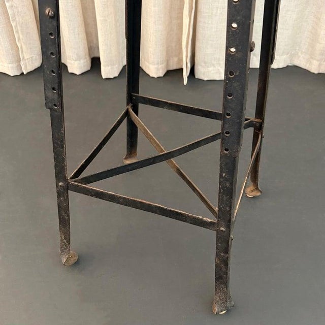1940s Industrial Train Station Switchboard Operator Stool by Angle Steel For Sale - Image 9 of 9