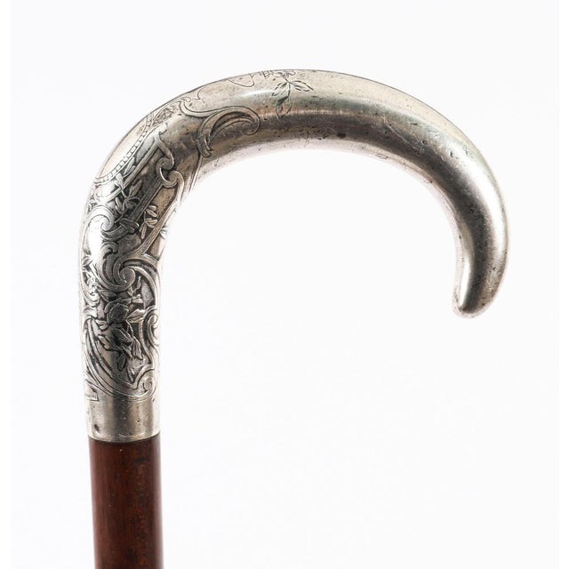 Metal Antique French Silver Walking Cane Stick, 1800s For Sale - Image 7 of 12