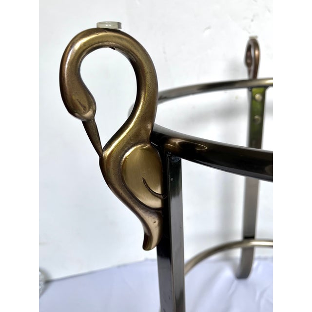 1980s Design Institute of America Beveled Glass Swan Accent Table For Sale - Image 11 of 16