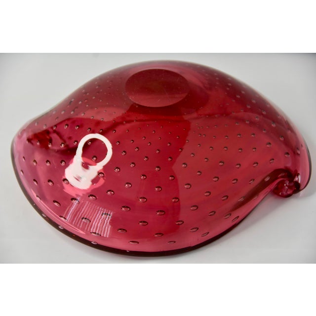 Murano Hand Blown Bubble Glass Bowl Element Shell in the Manner of Bullicante For Sale In Palm Springs - Image 6 of 6