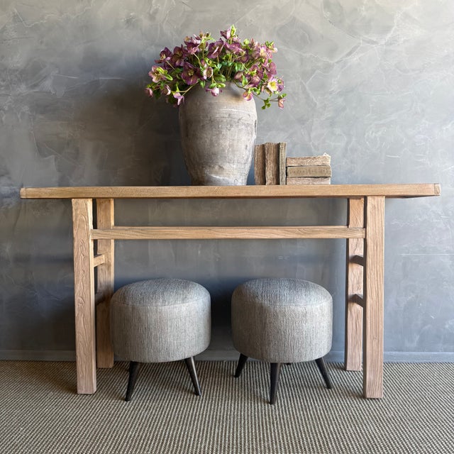 Size 17″ x 18″ h / Leg H 6.5″ These ottomans made from vintage Turkish rug brings warmth, texture, and soul into your...